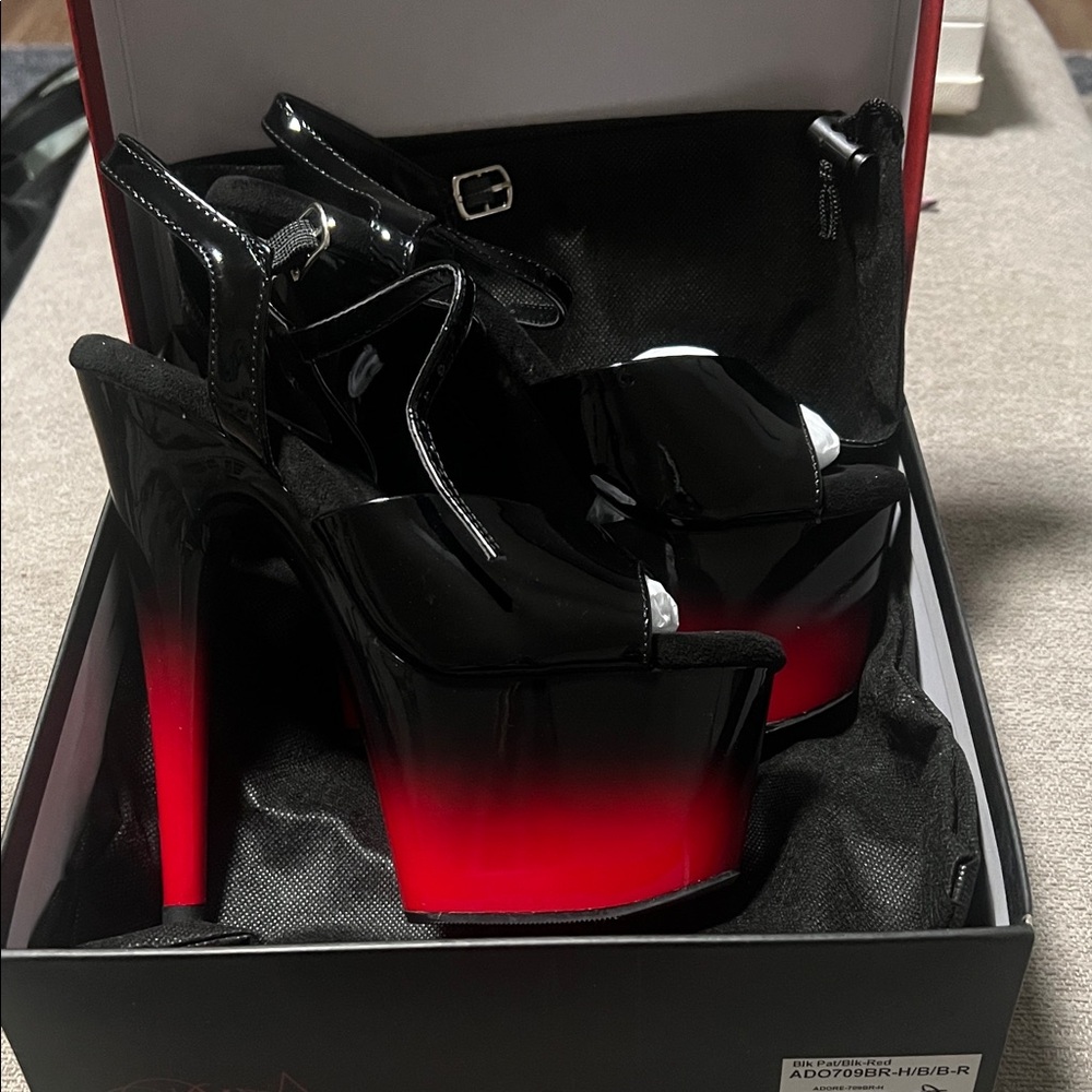 Pleasers Black and Red Platform Heels